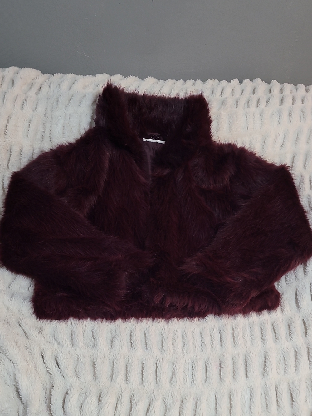 Women's Burgundy Faux Fur Jacket - Brand: